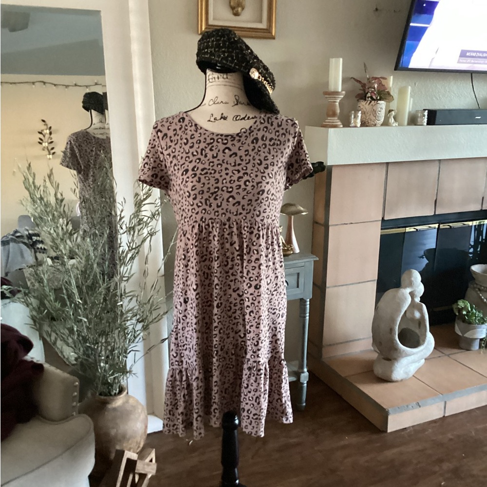 Pink Rose Blush Leopard Dress